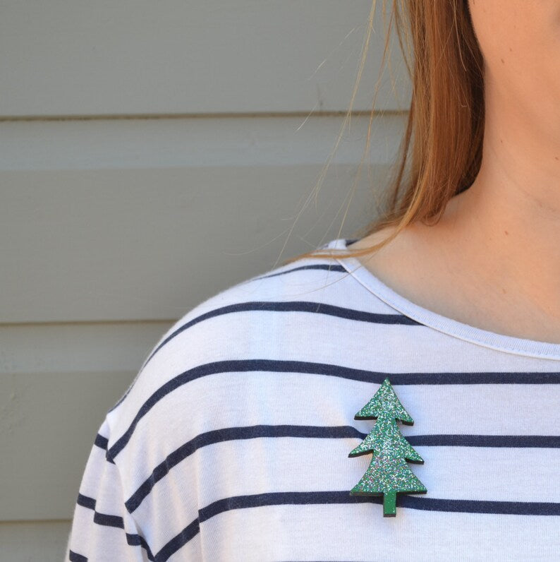 Little Red Apple Christmas Tree Brooch