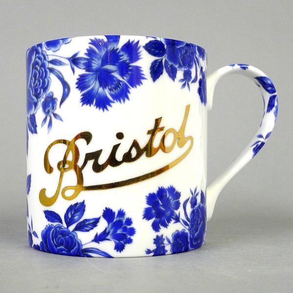 Bristol Blue Rose Mug made by Stokes Croft China.