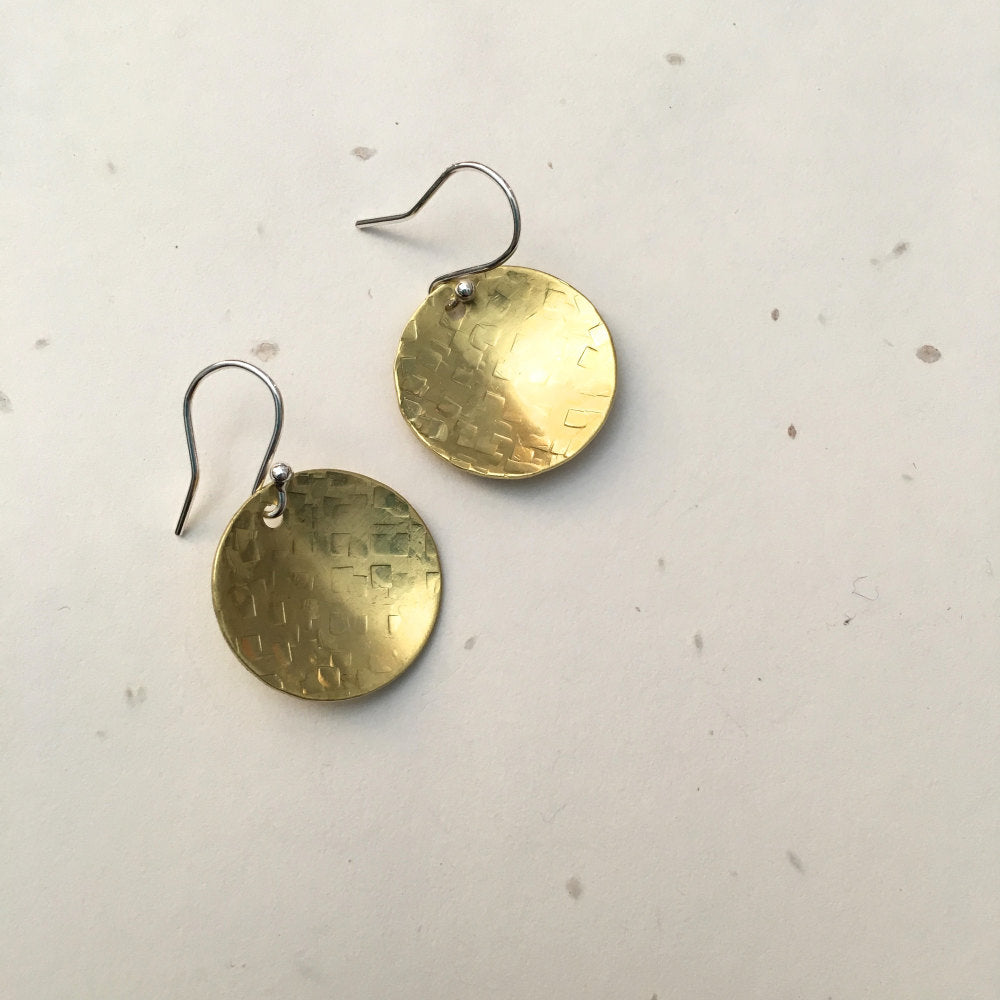 Ava & Bea Brass Disk Earrings