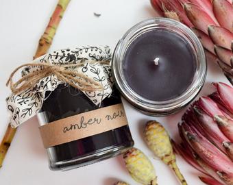 Anna Palamar hand poured candle. Handmade Amber Noir.