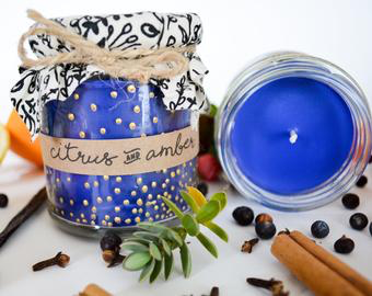 Anna Palamar hand poured candle. Handmade. Citrus and Amber.