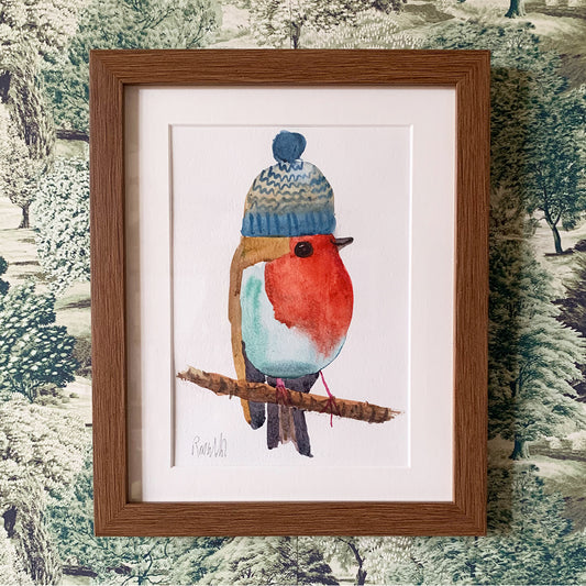 Robin in Woolly Hat Print