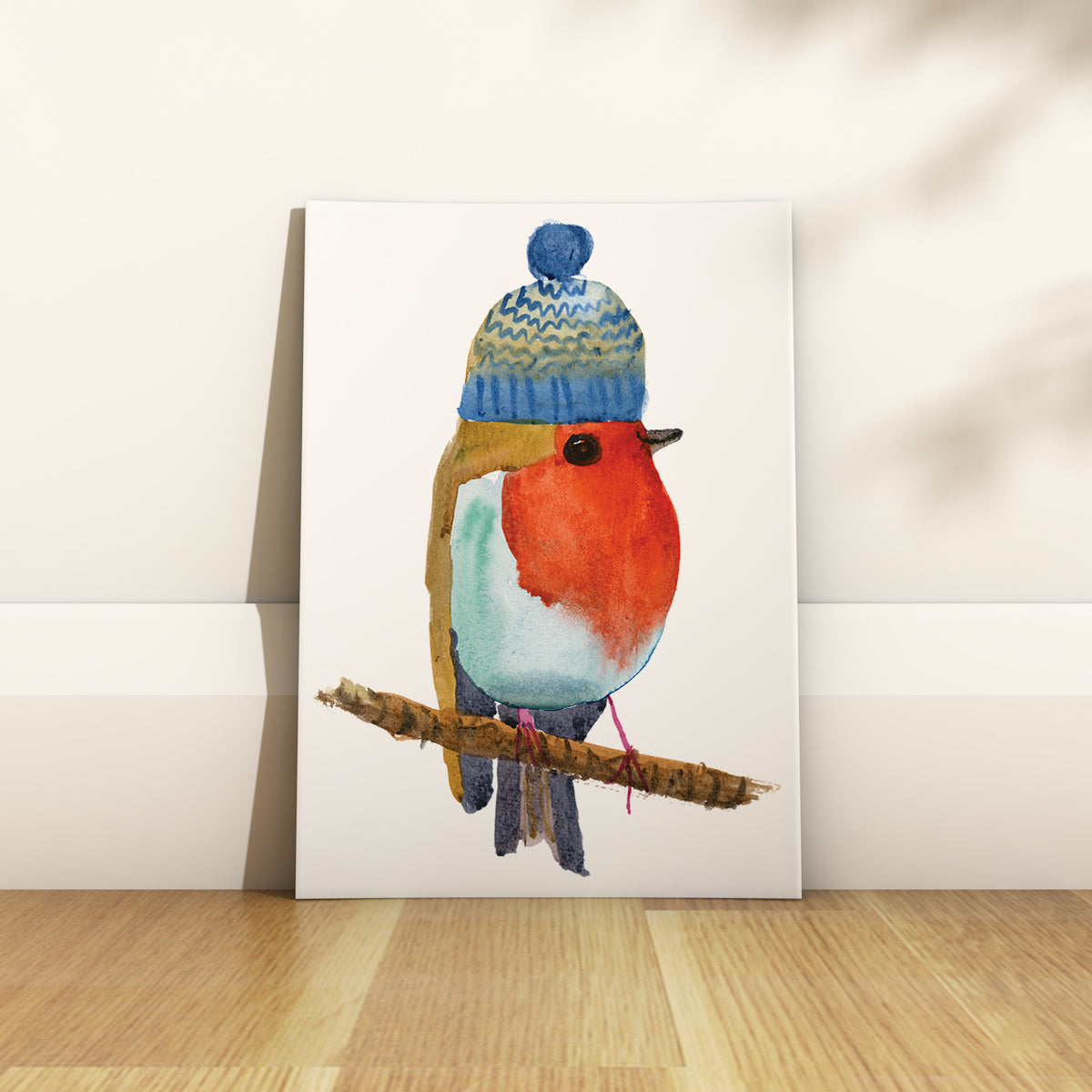 A5 Robin in Woolly Hat Print