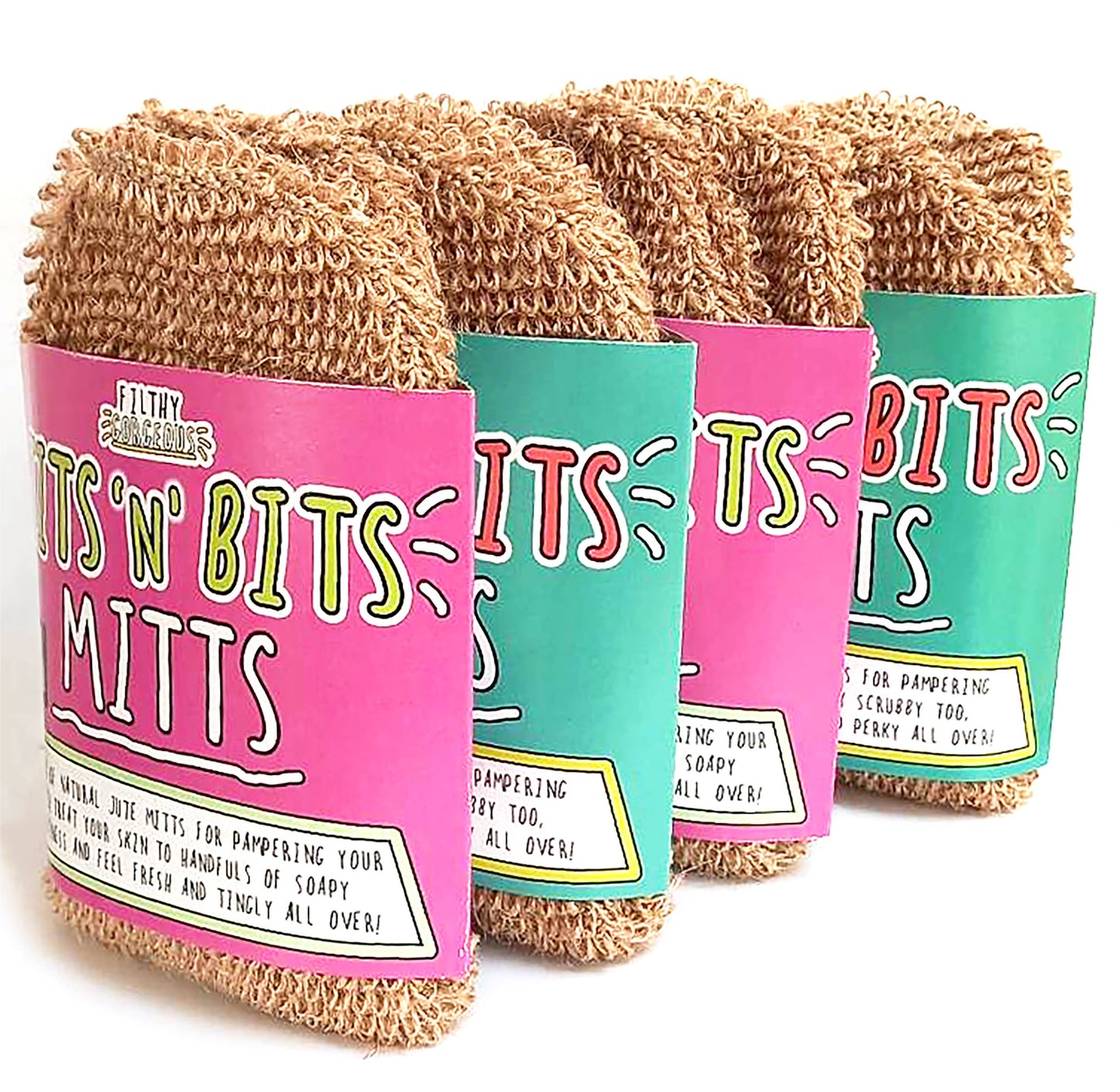 Tits 'n' Bits Mitts - Natural Jute Bath Mitts