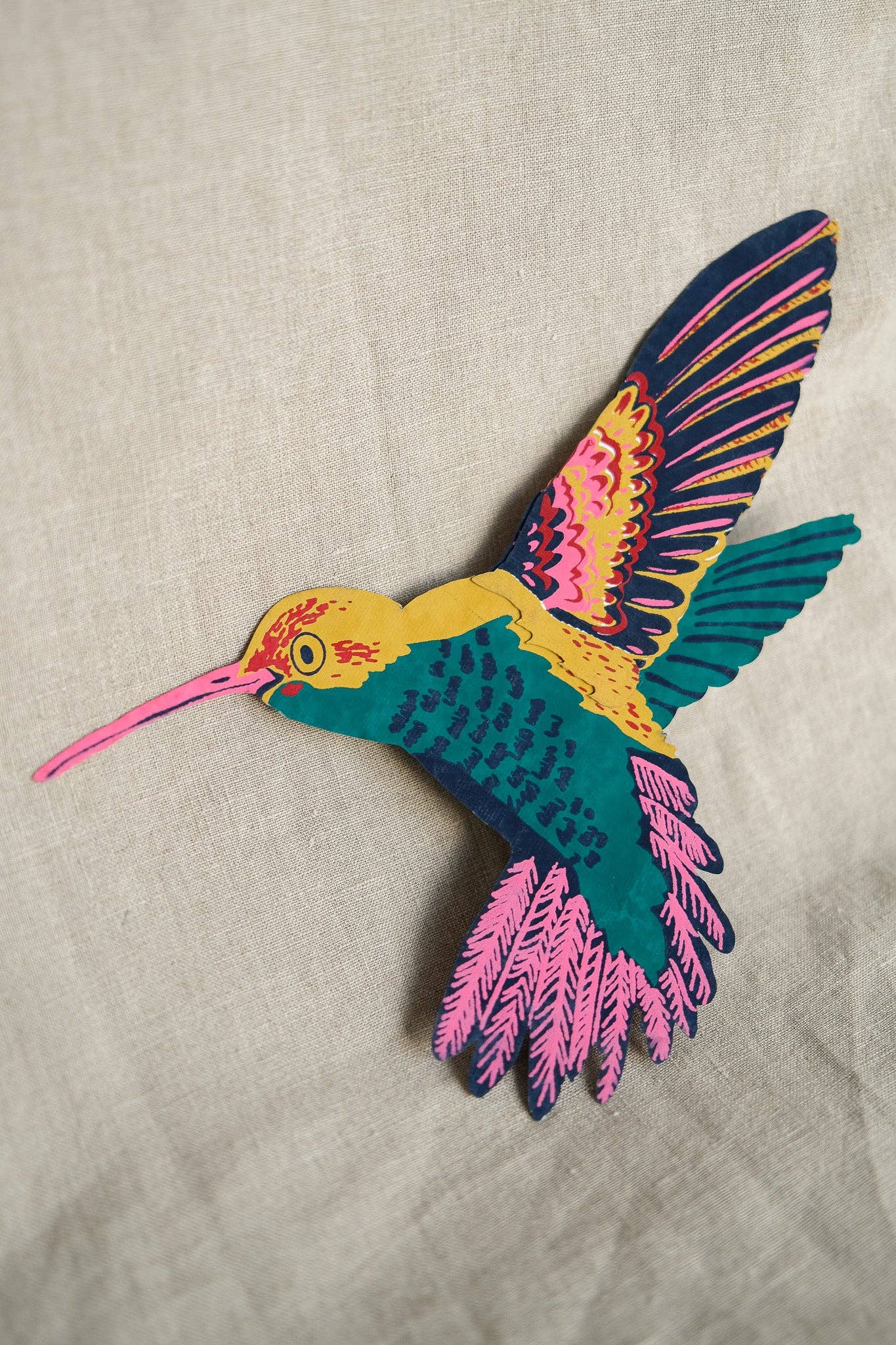 Hand printed Hummingbird card