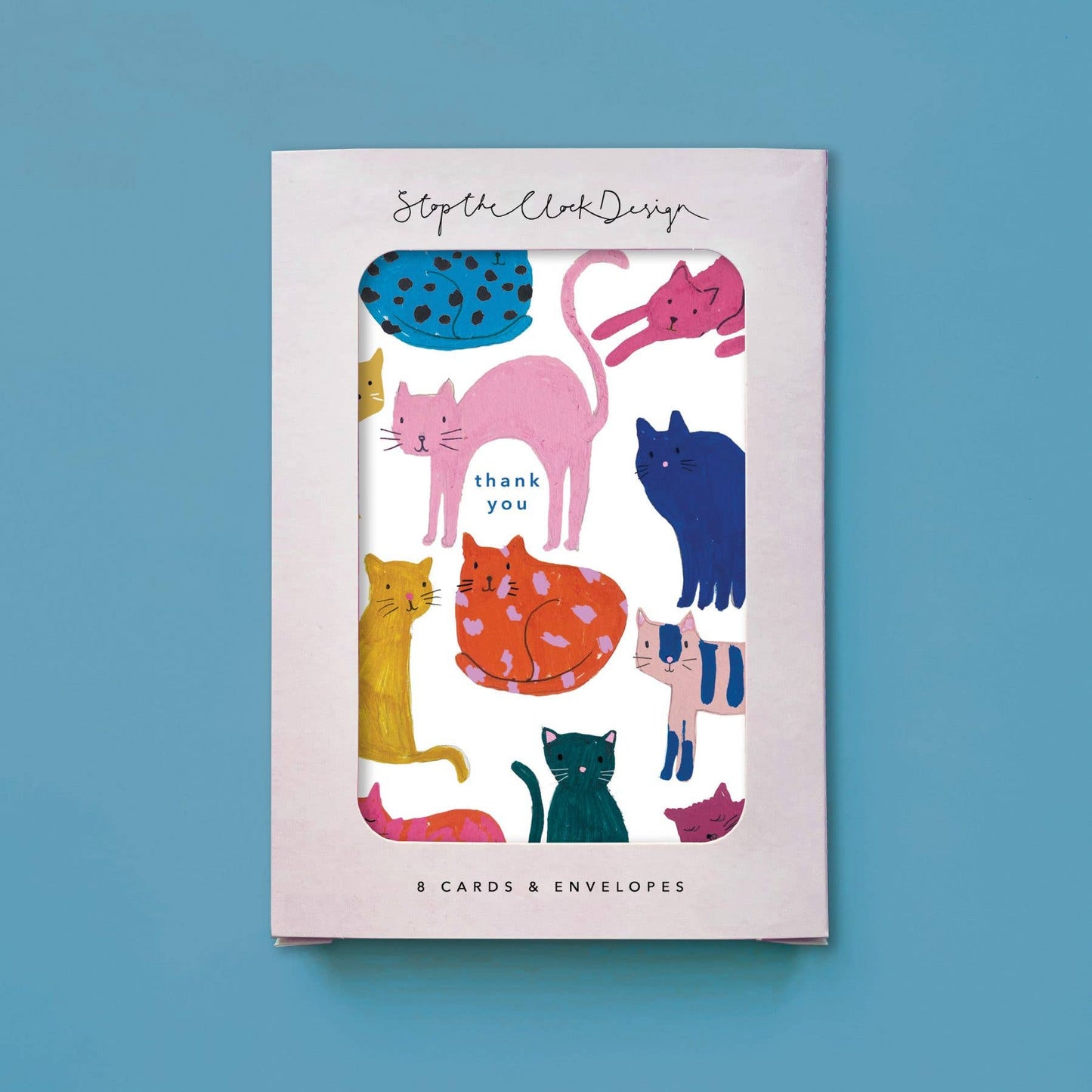 Thank You Colourful Cats Card Pack