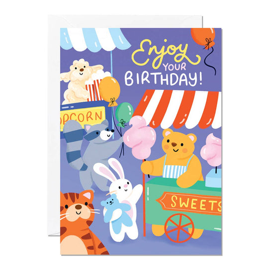 Kids’ Birthday Card – Candyfloss Fairground Design