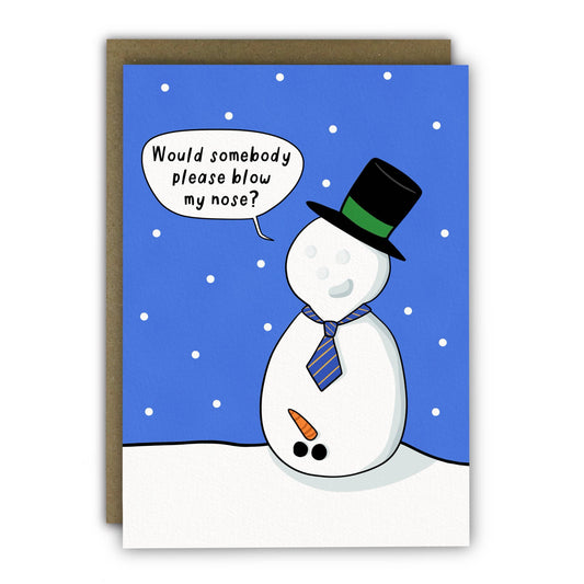 Funny Christmas Card - Blow My Nose Rude Snowman Joke