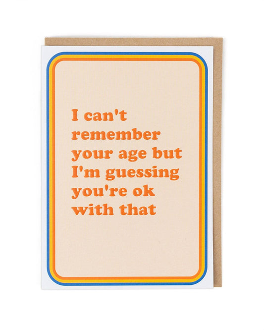 Card with orange text on a beige background