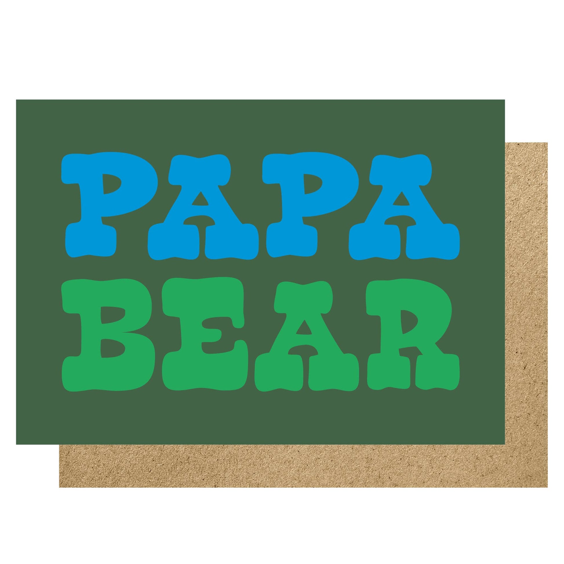 Papa Bear lettering on a dark green background.