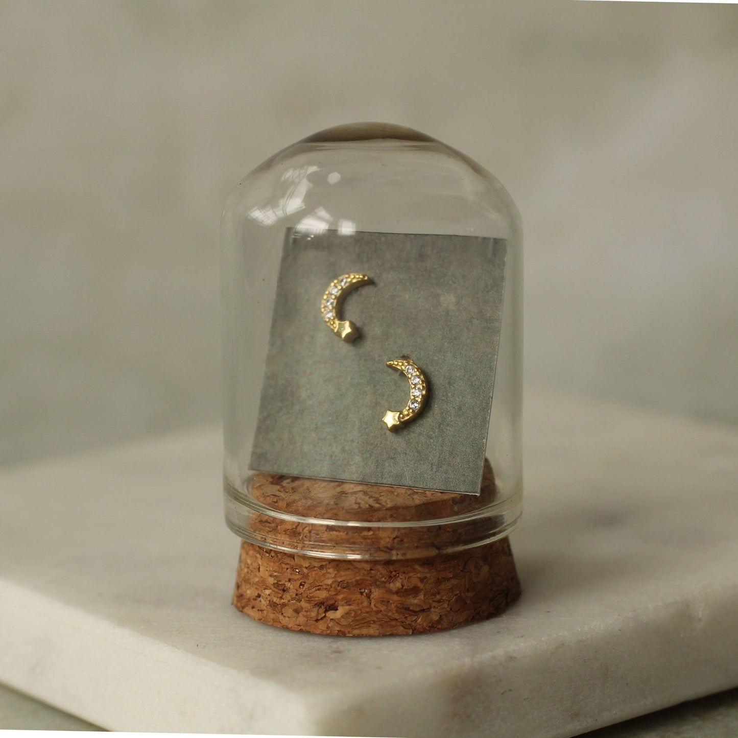 Gold Vermeil Moon Stud Earrings