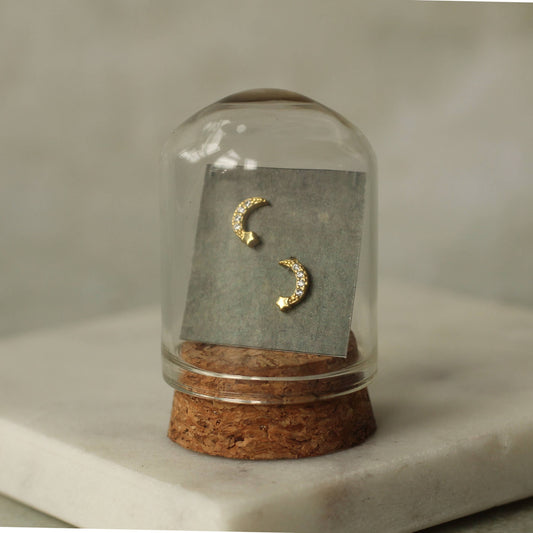 Gold Vermeil Moon Stud Earrings