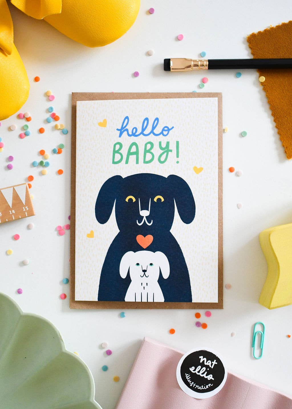 Hello Baby- New Baby Celebration Greeting Card (Dog)