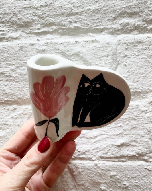 The cutest candle holder, hand built and illustrated