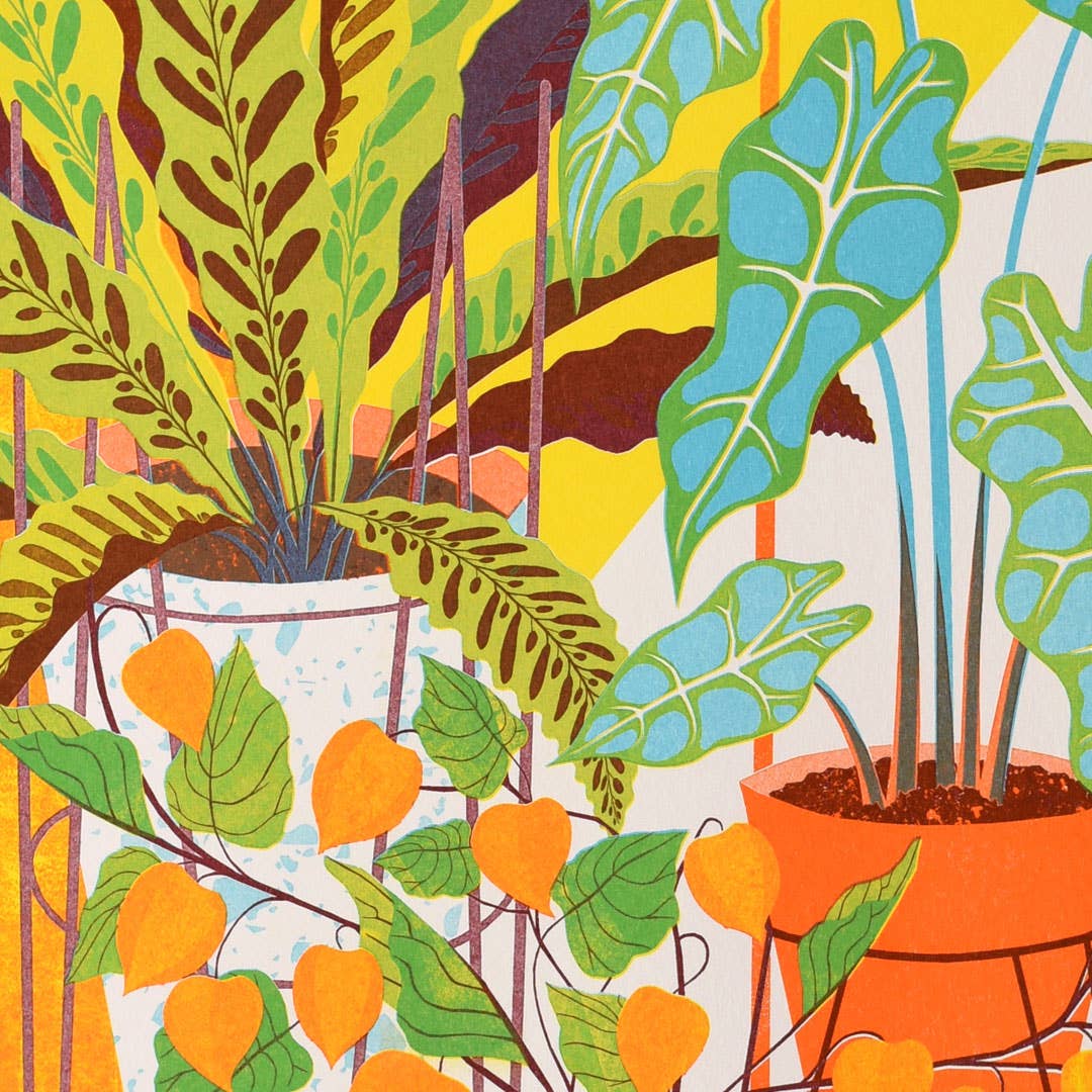 Vessels | A3 Risograph Print, wall art | Plant lover, tropical