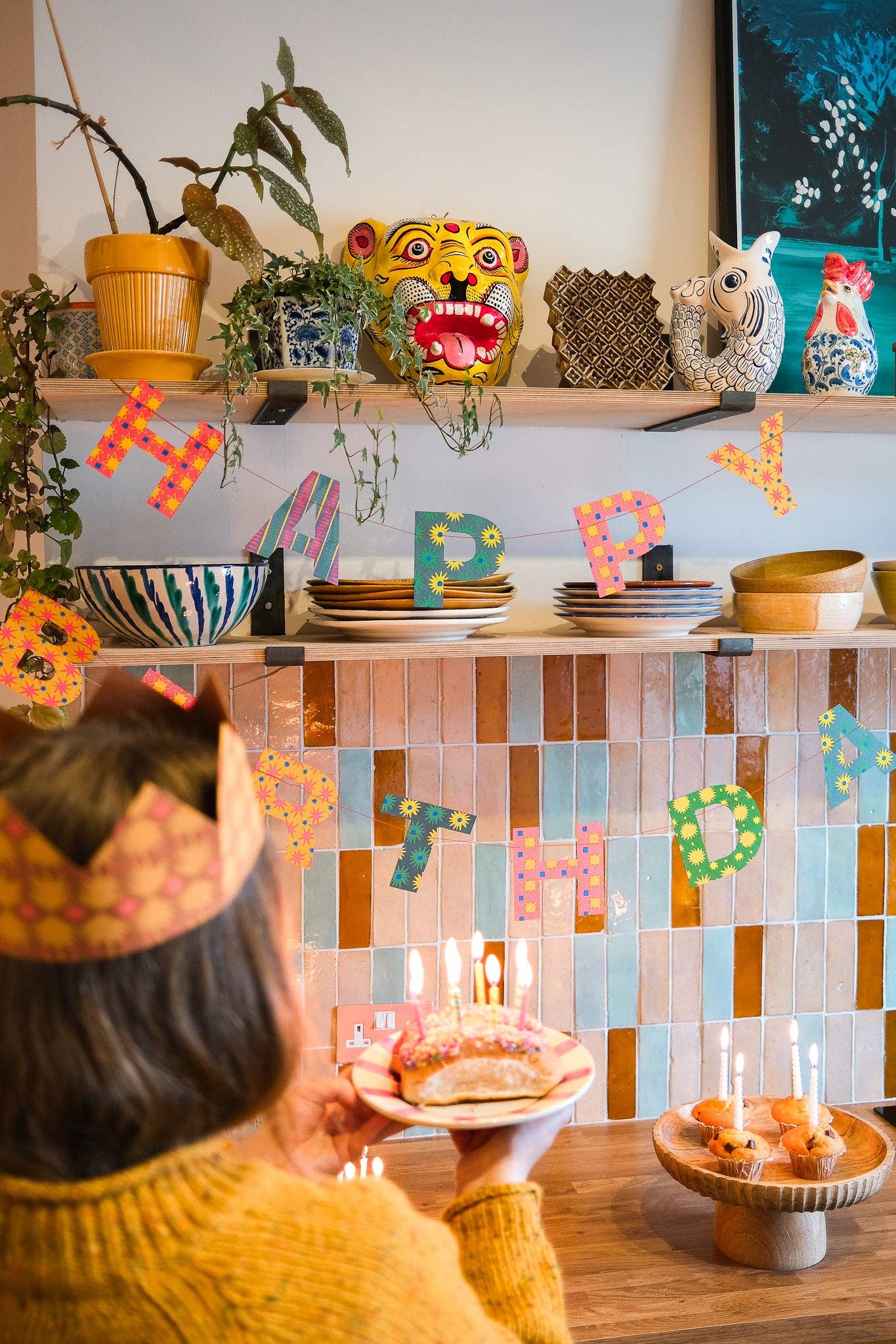 UK/EU: Bright Happy Birthday Sewn Garland