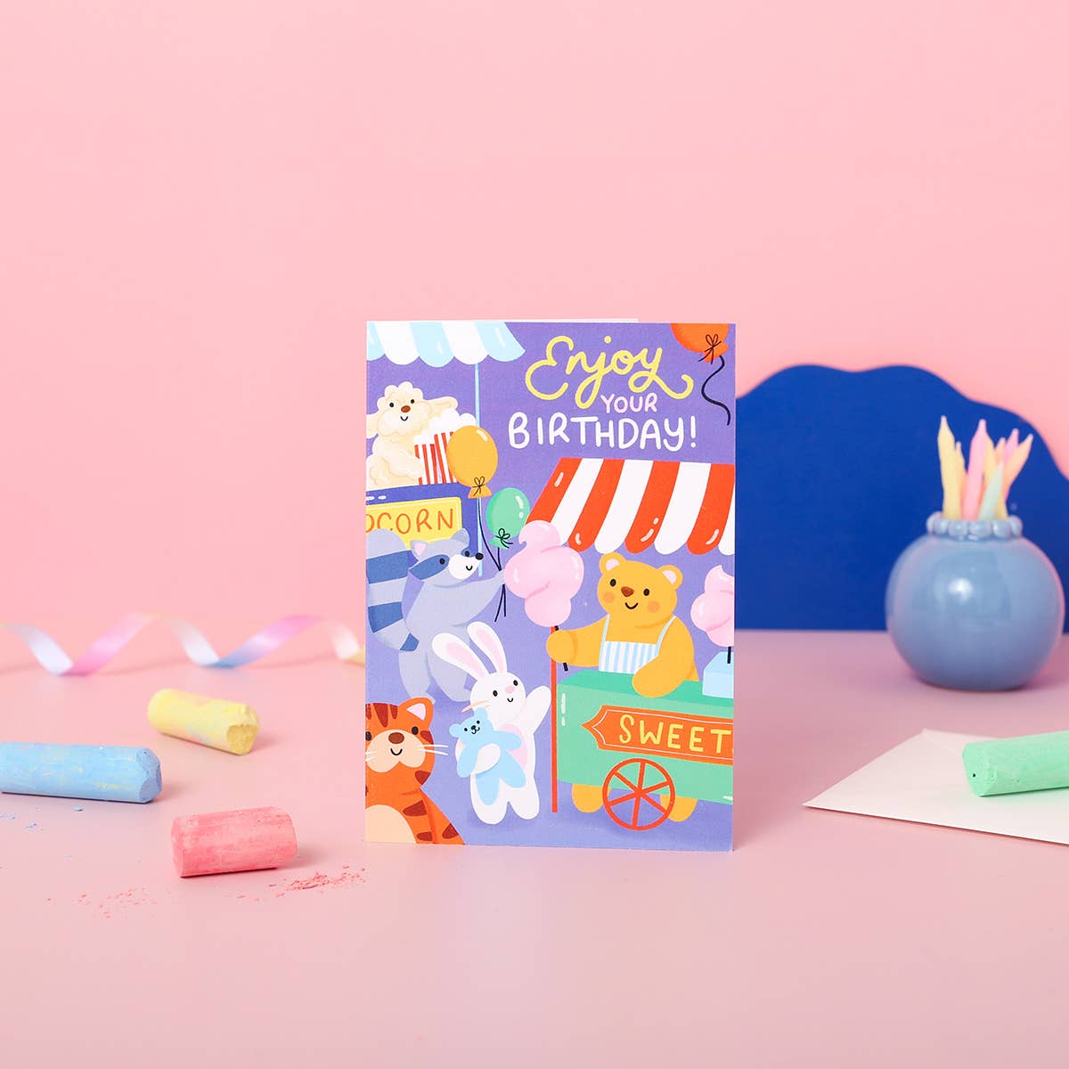 Kids’ Birthday Card – Candyfloss Fairground Design