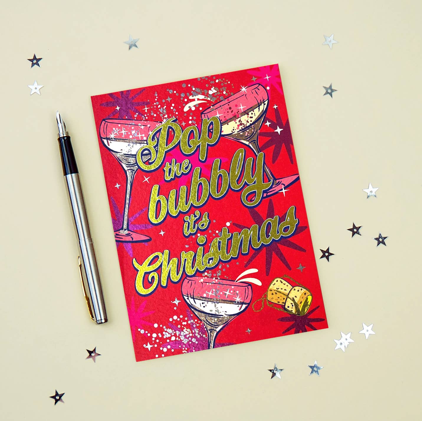 Pop The Bubbly Christmas Card