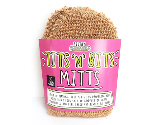 Tits 'n' Bits Mitts - Natural Jute Bath Mitts