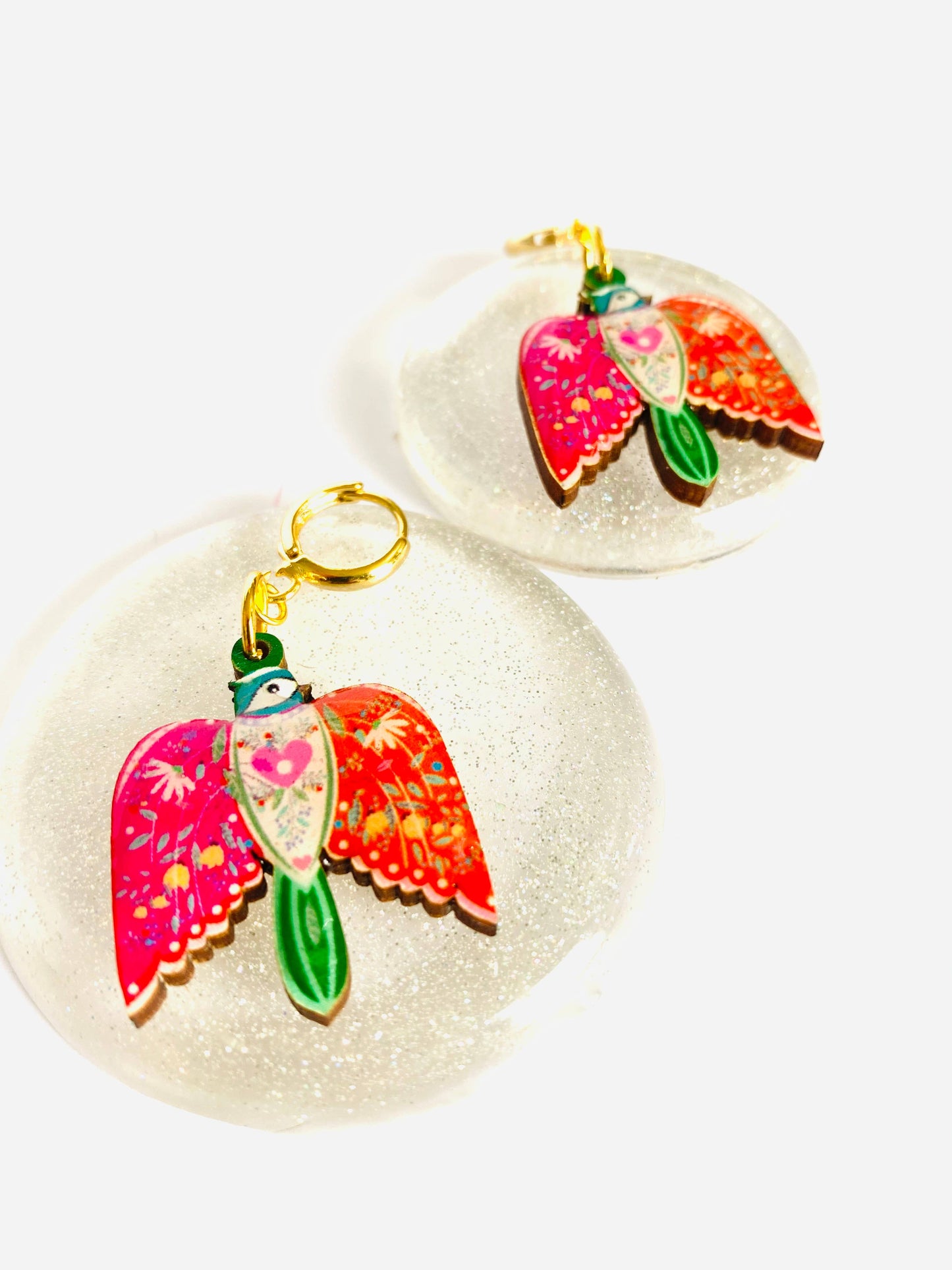Large bird dangle earrings summer earrings hoop earrings
