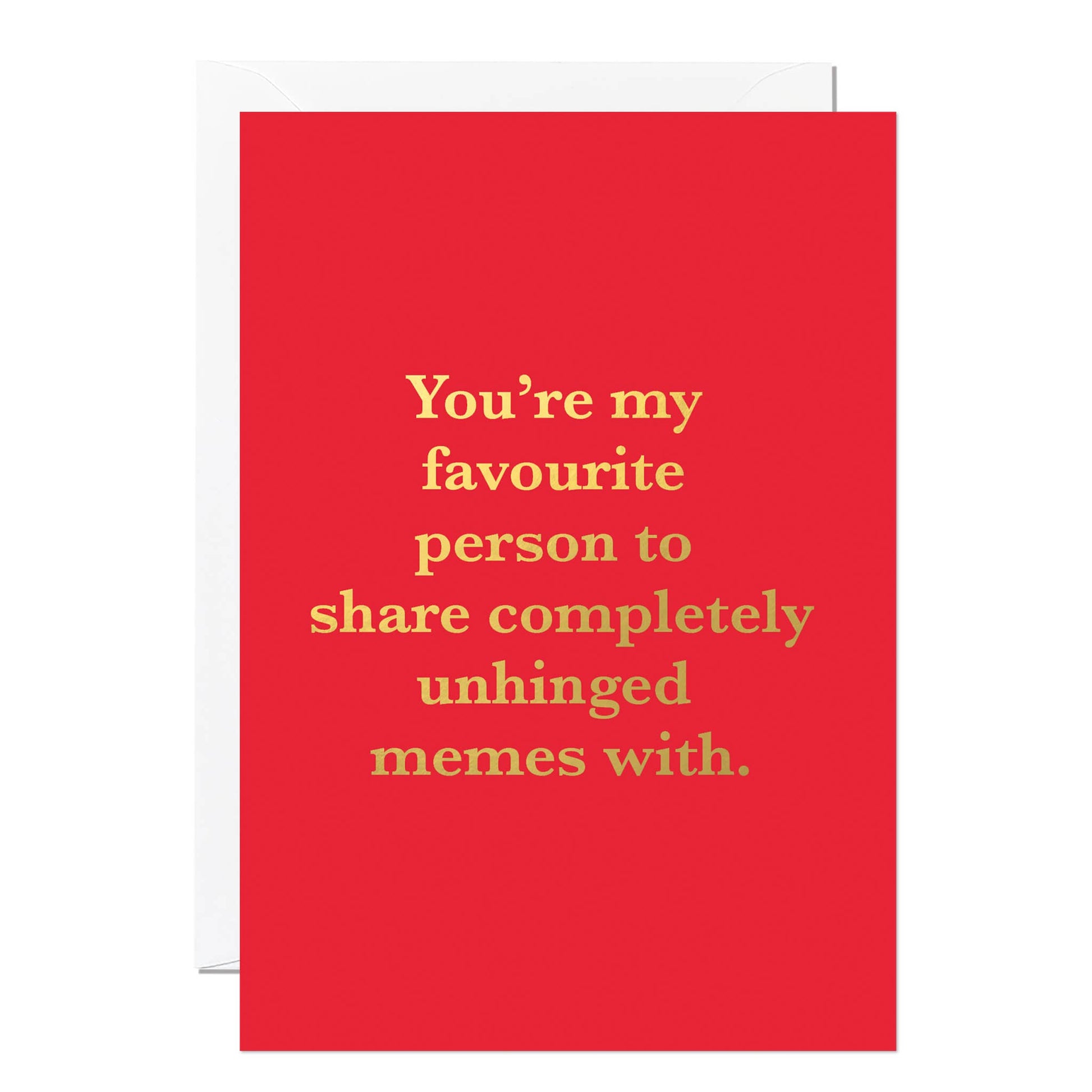 Red card with yellow text on a white background