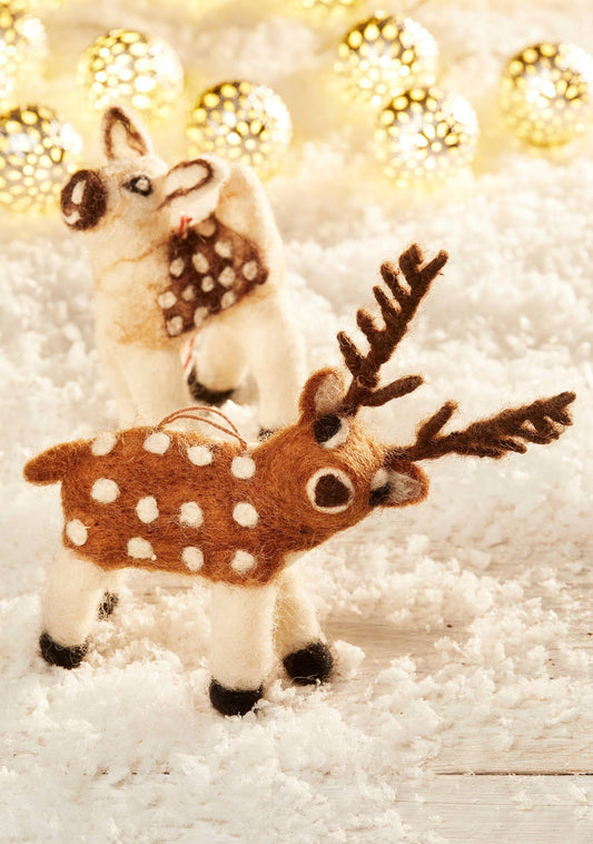 Christmas felt reindeer decoration.