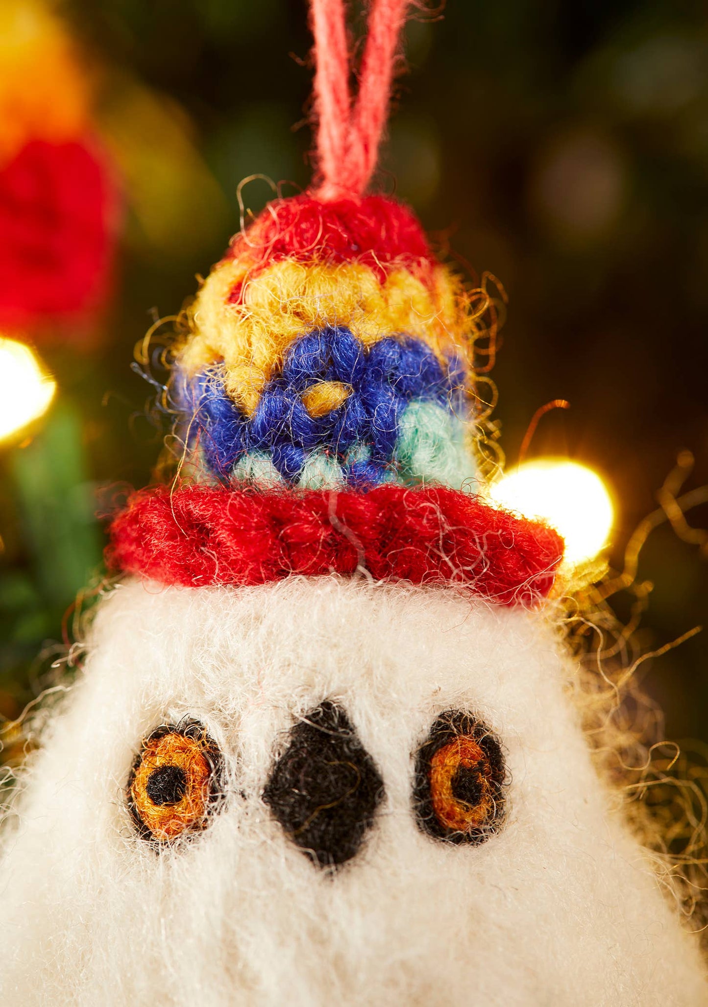 Fair trade felted owl Christmas decoration