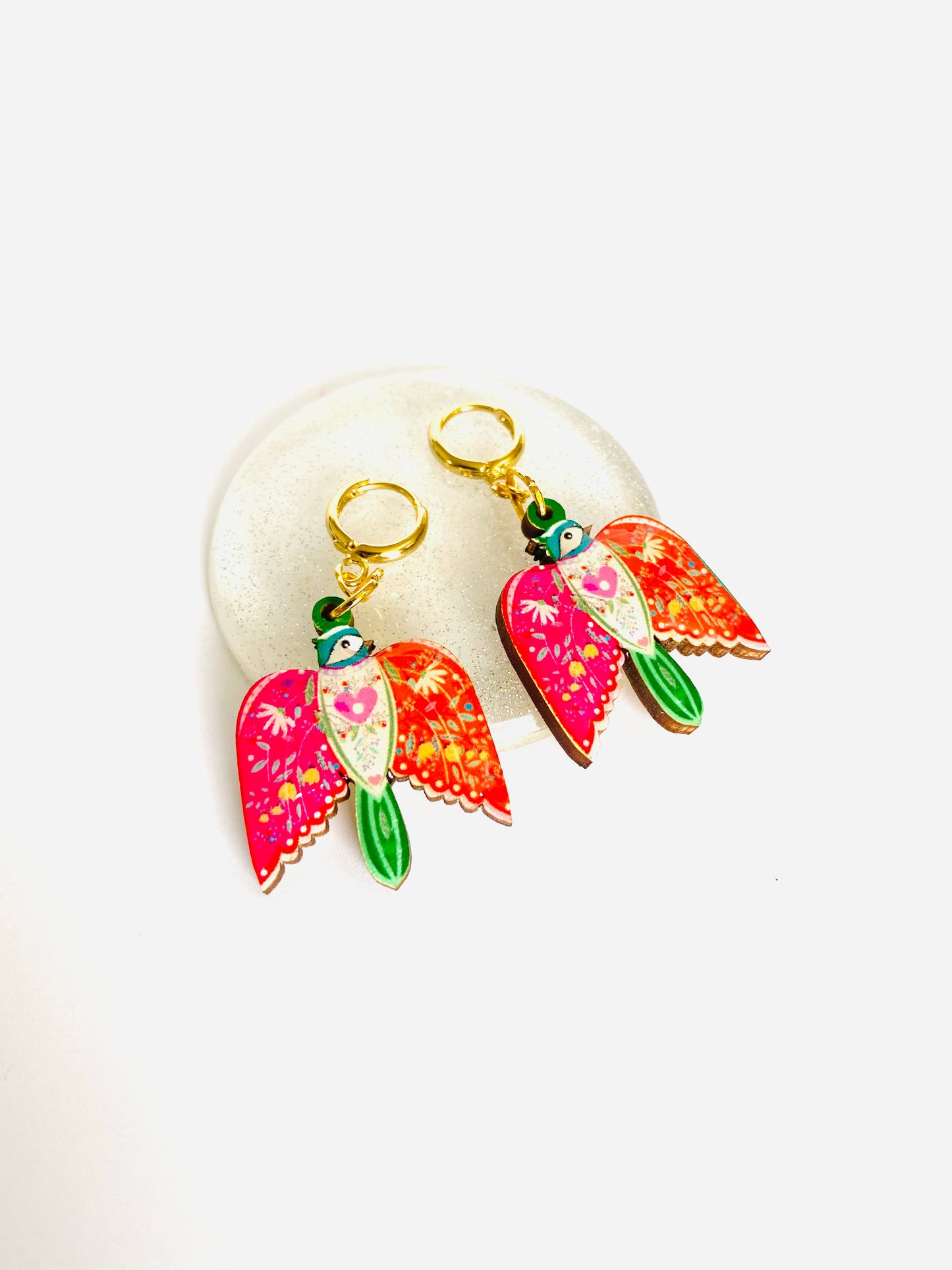 Large bird dangle earrings summer earrings hoop earrings