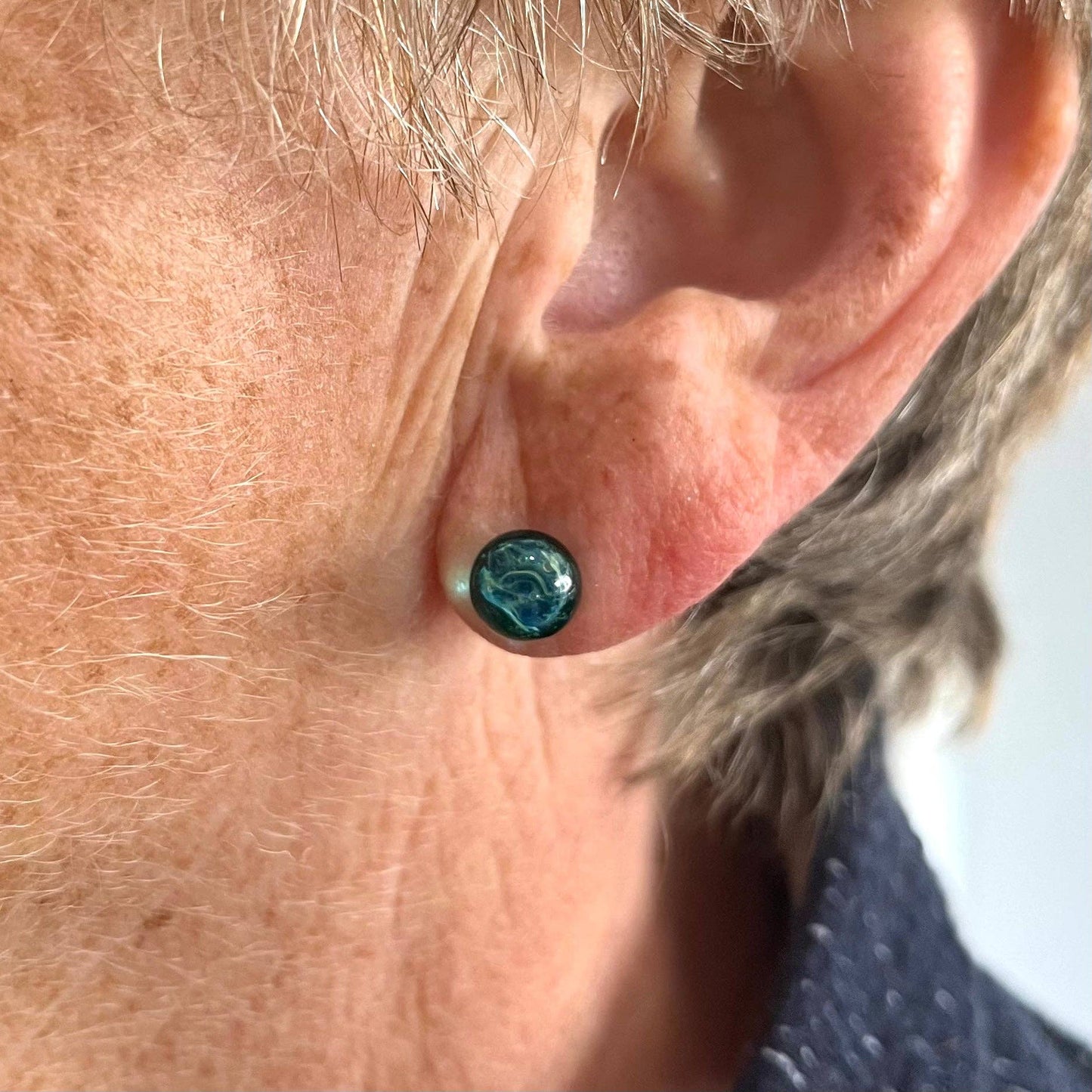 Teal swirl glass studs