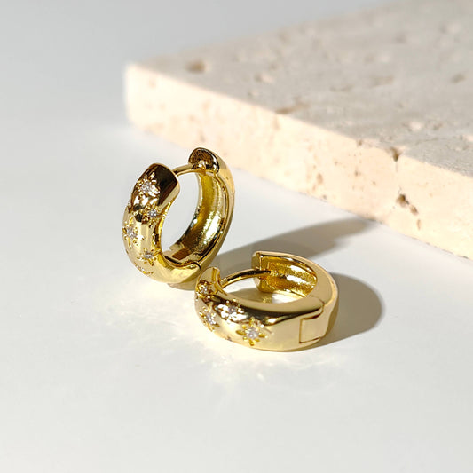 Small 15.5mm - Celestial Star Hoop Earrings