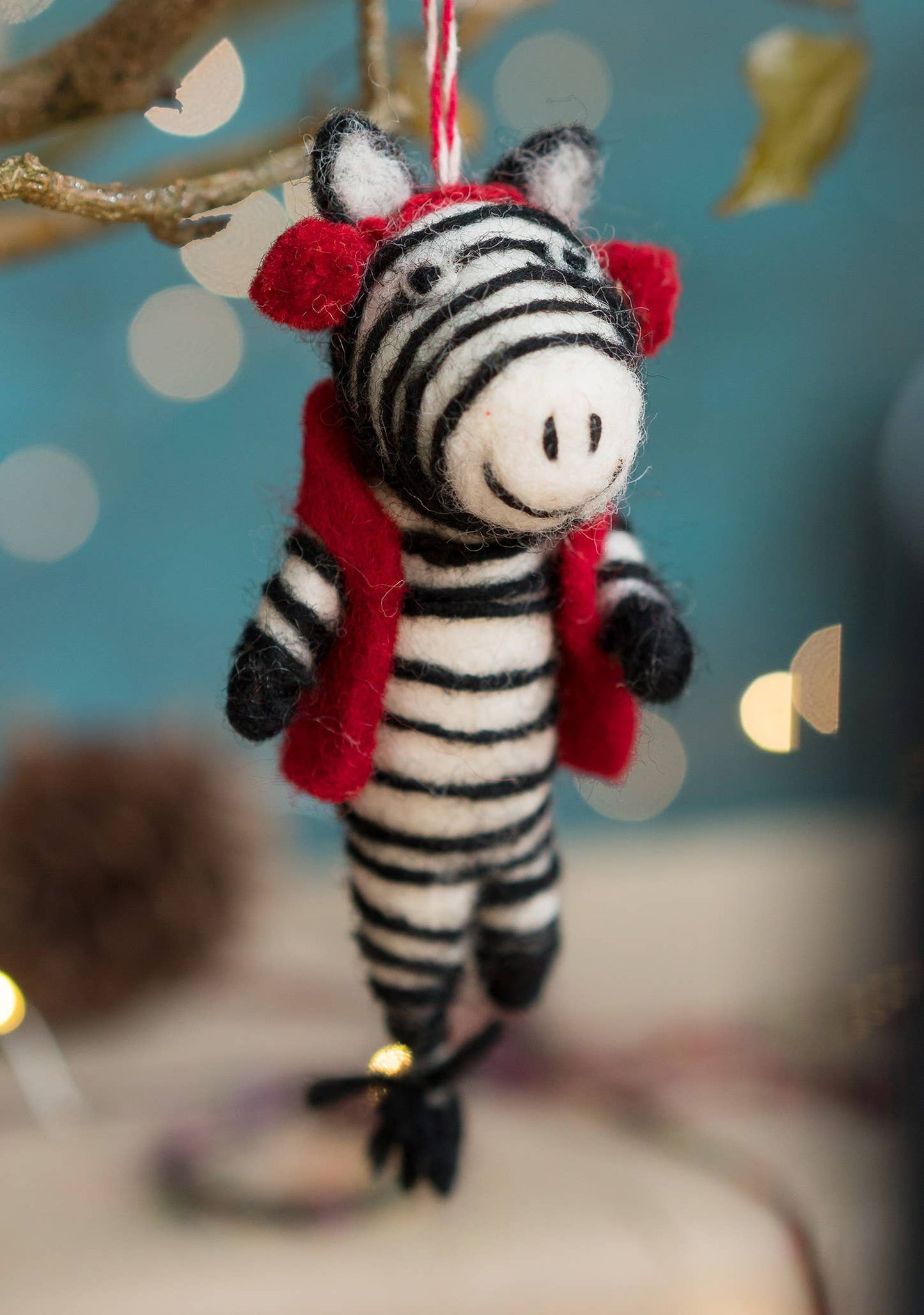 Christmas Felt zebra decoration.