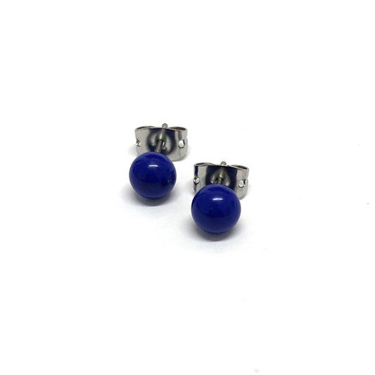 Lapis glass mini stud earrings