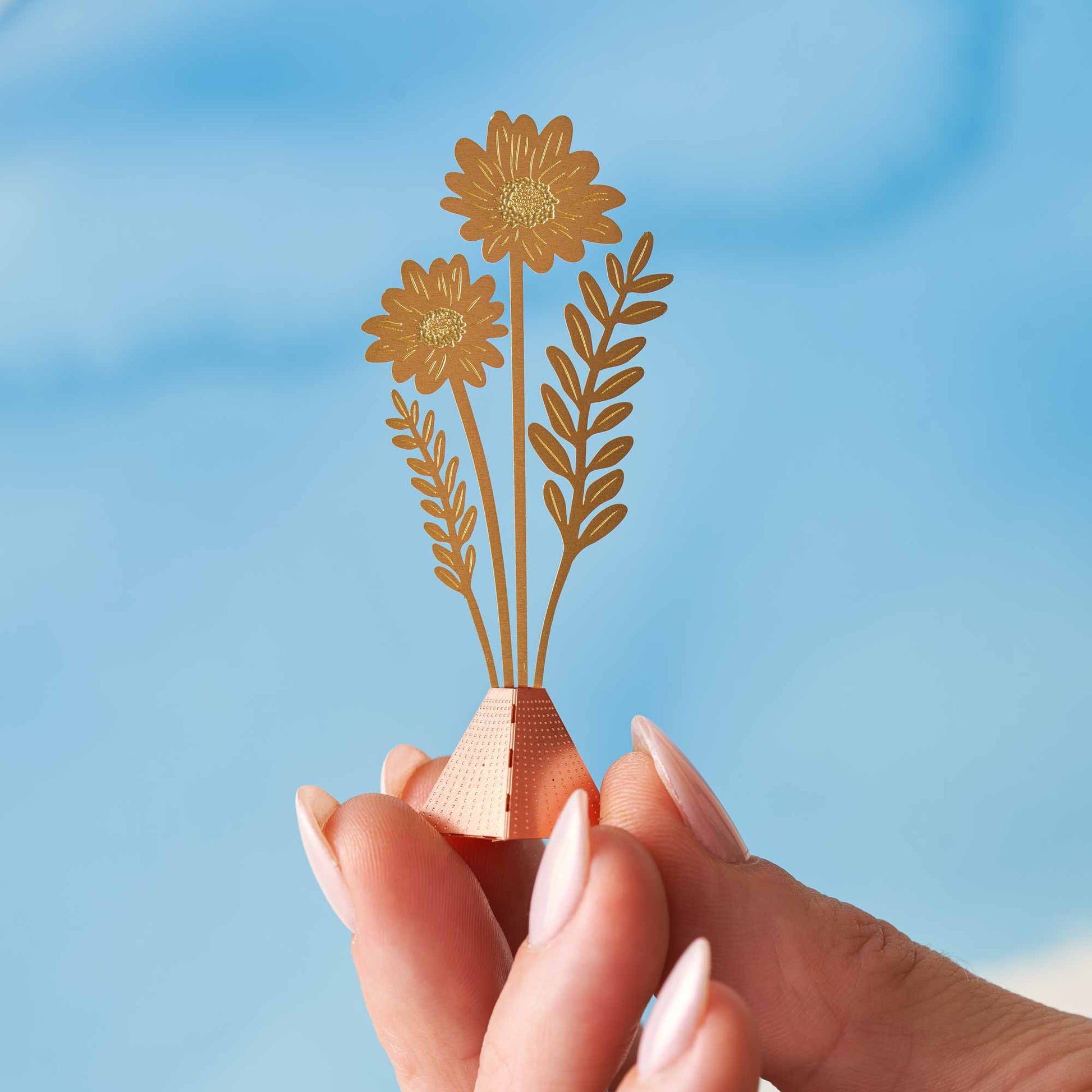 Tiny copper or brass flower bouquet, will last forever Cosmos Flower