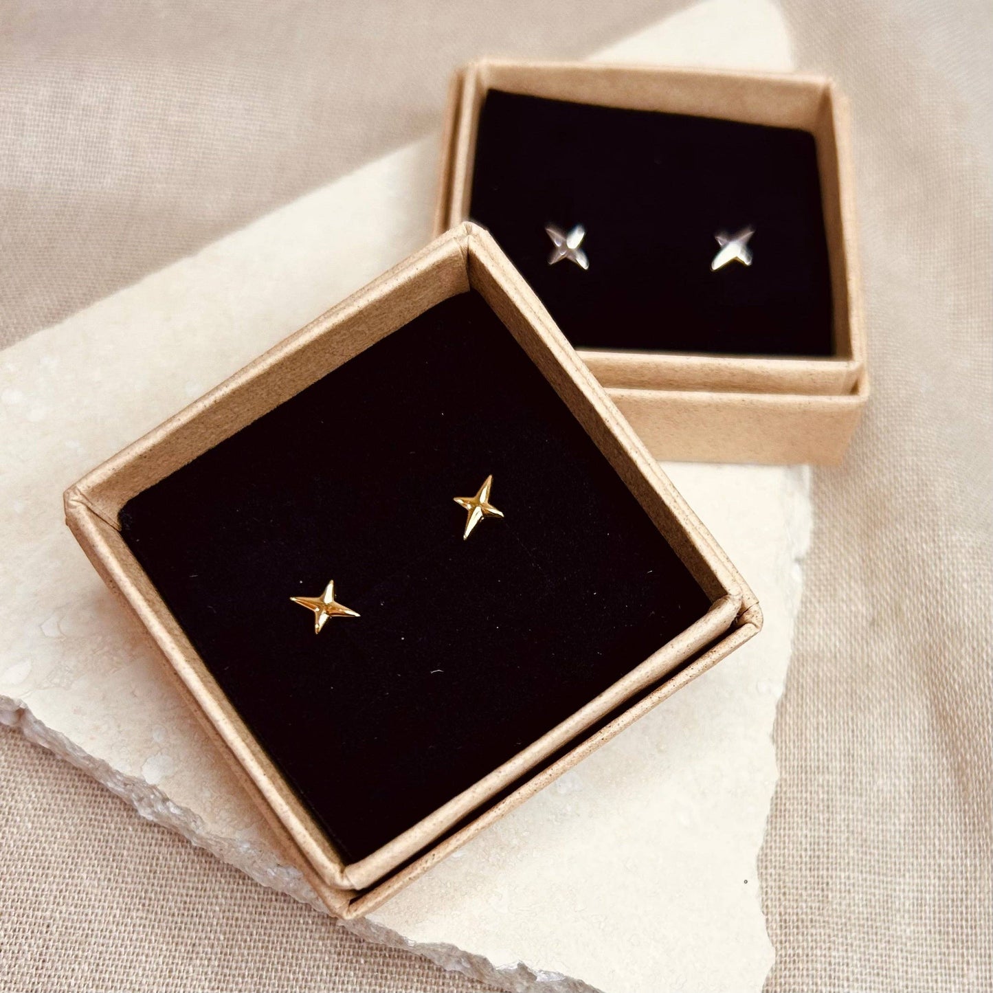 gold or silver star burst stud