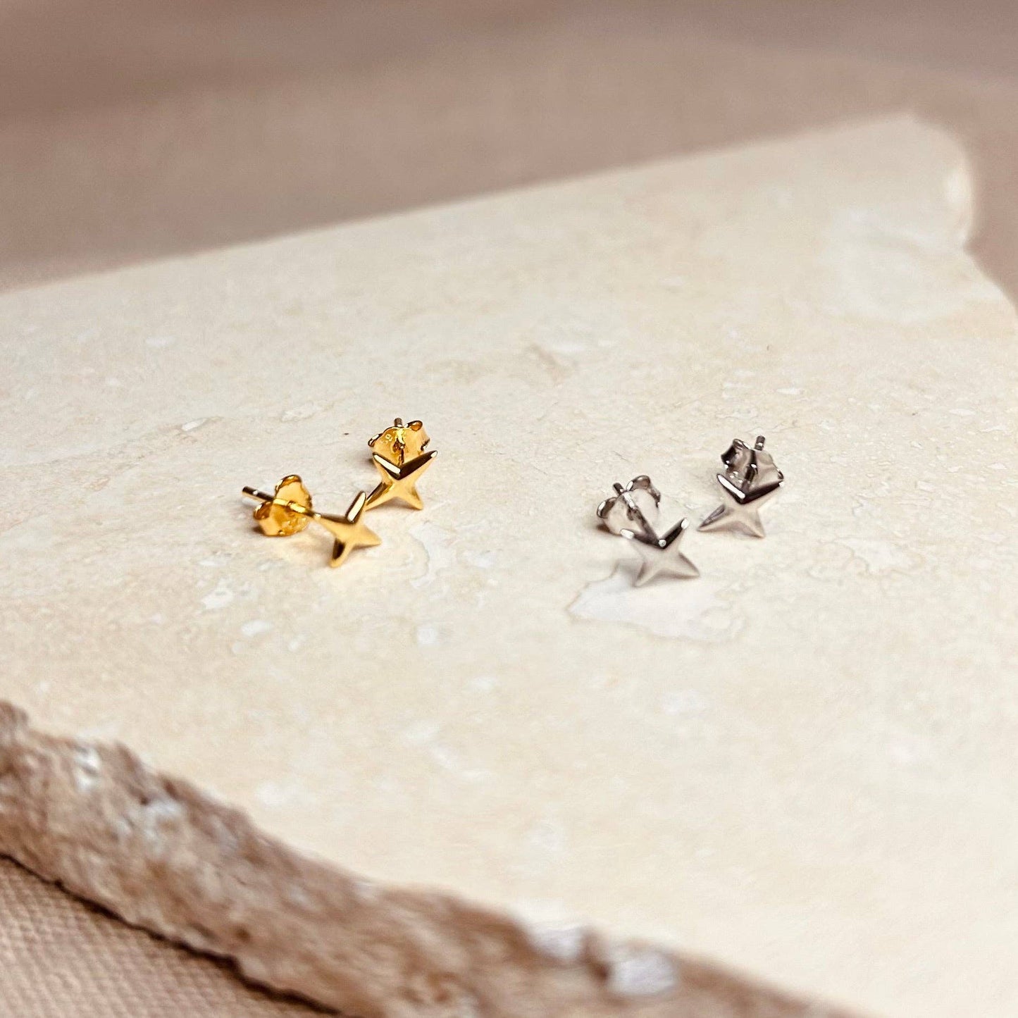 gold or silver star burst stud