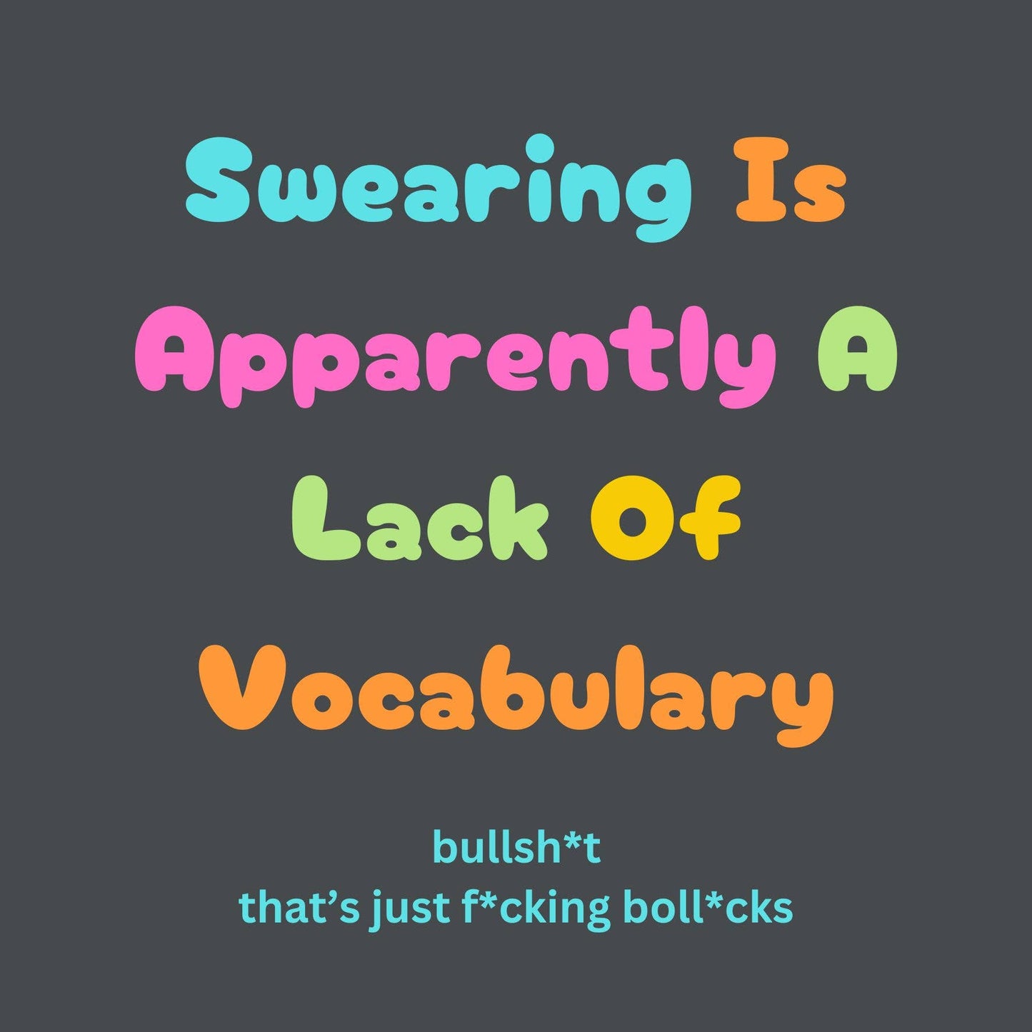Text with colorful letters on a dark background
