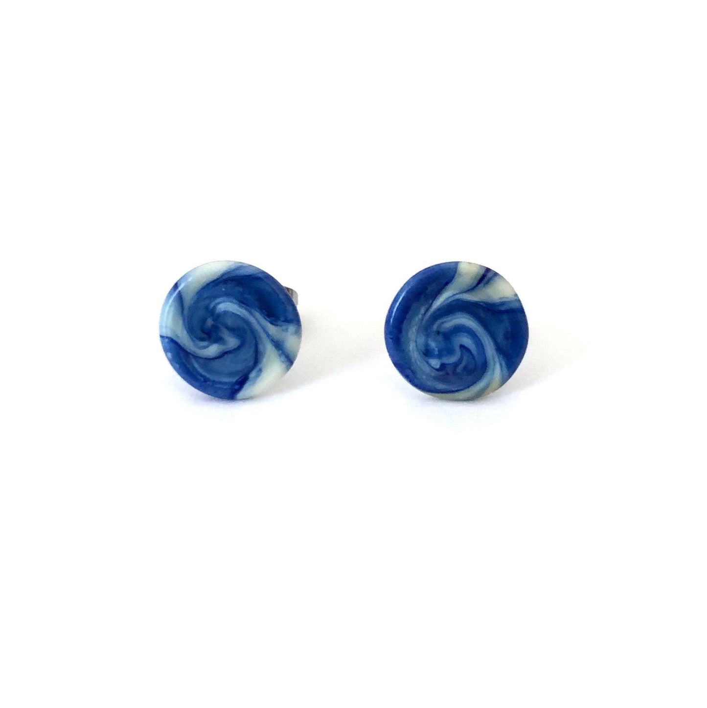 Hokusai wave glass midi stud earrings