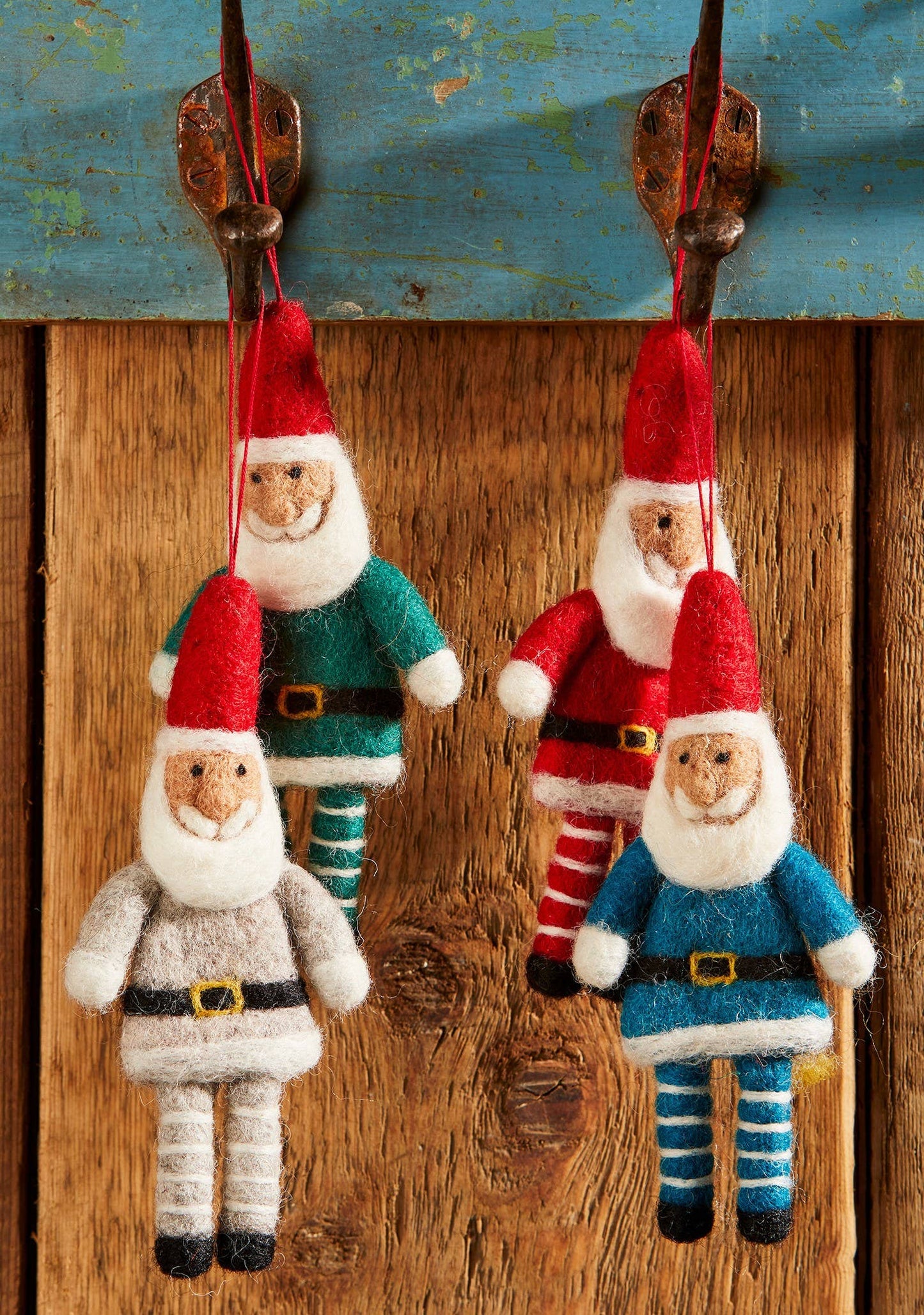 Hanging Felt Santa With Stripey Legs