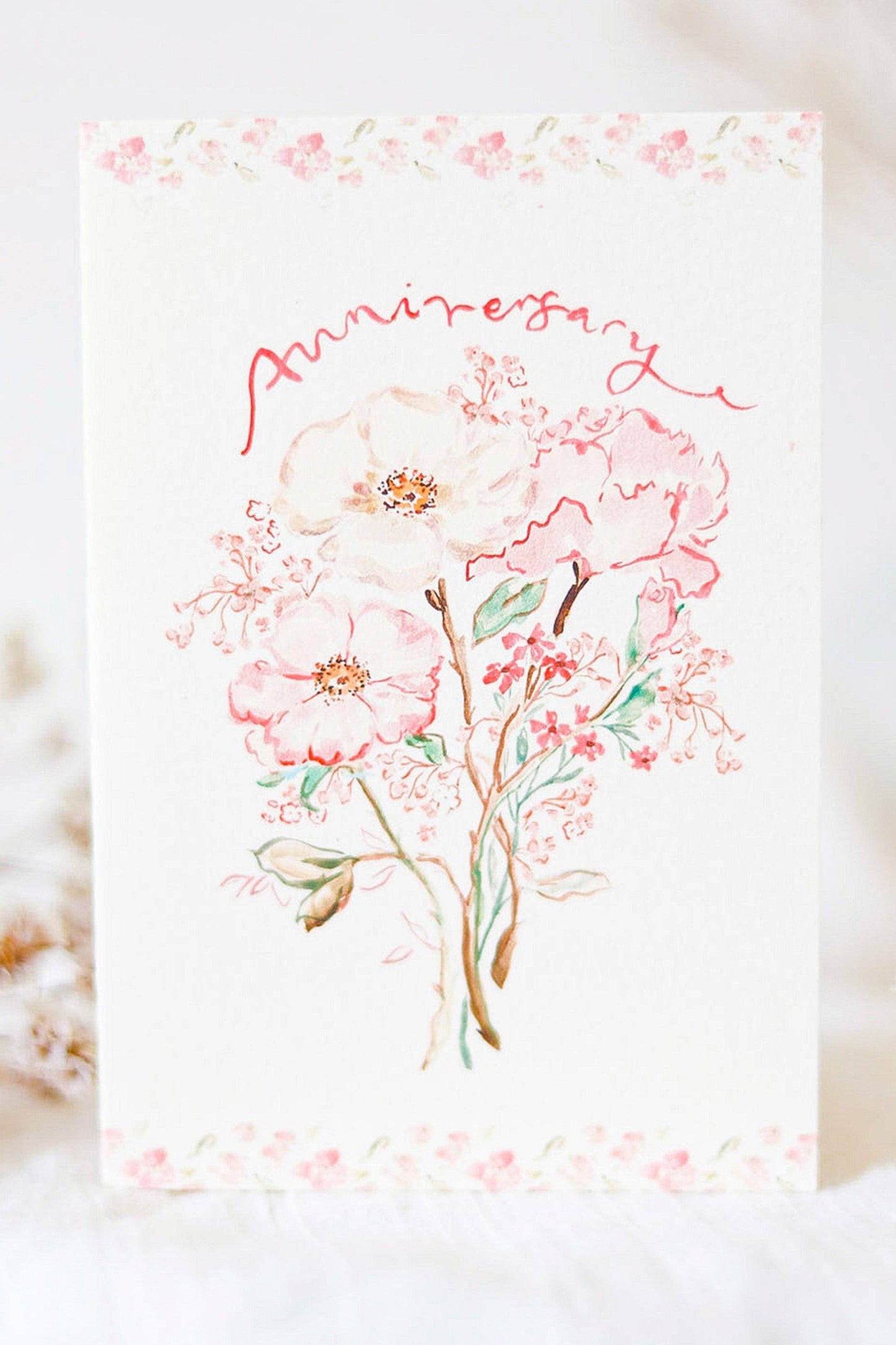 Anniversary Blooms - Hand-Painted Anniversary Card