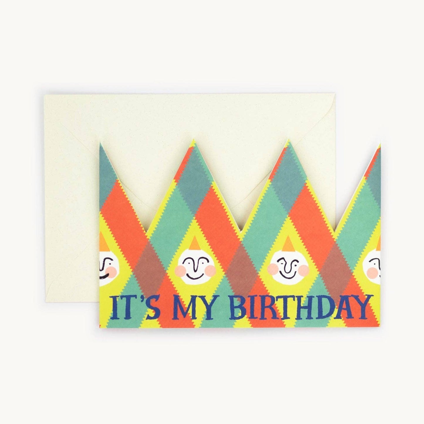 Colorful birthday card with geometric pattern and text 'It's My Birthday' on a white background