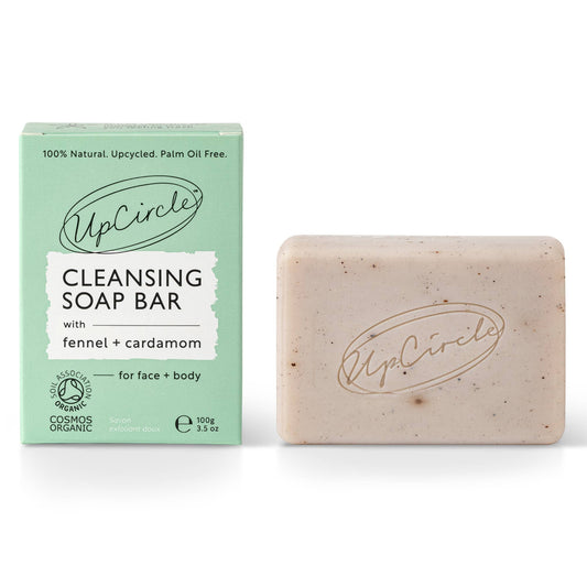 UpCircle cleansing soap bar and packaging on a white background