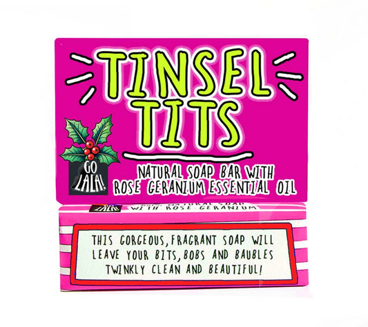 Tinsel Tits Christmas Soap Rose Geranium Funny Gift