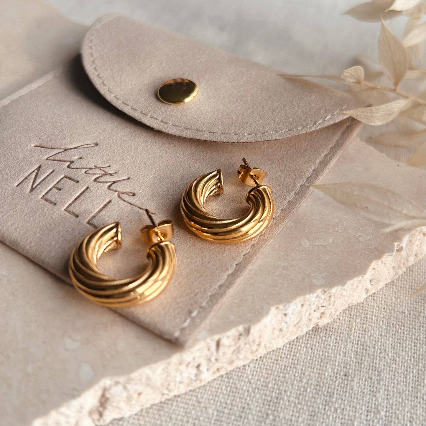 Chunky twist gold plated earrings