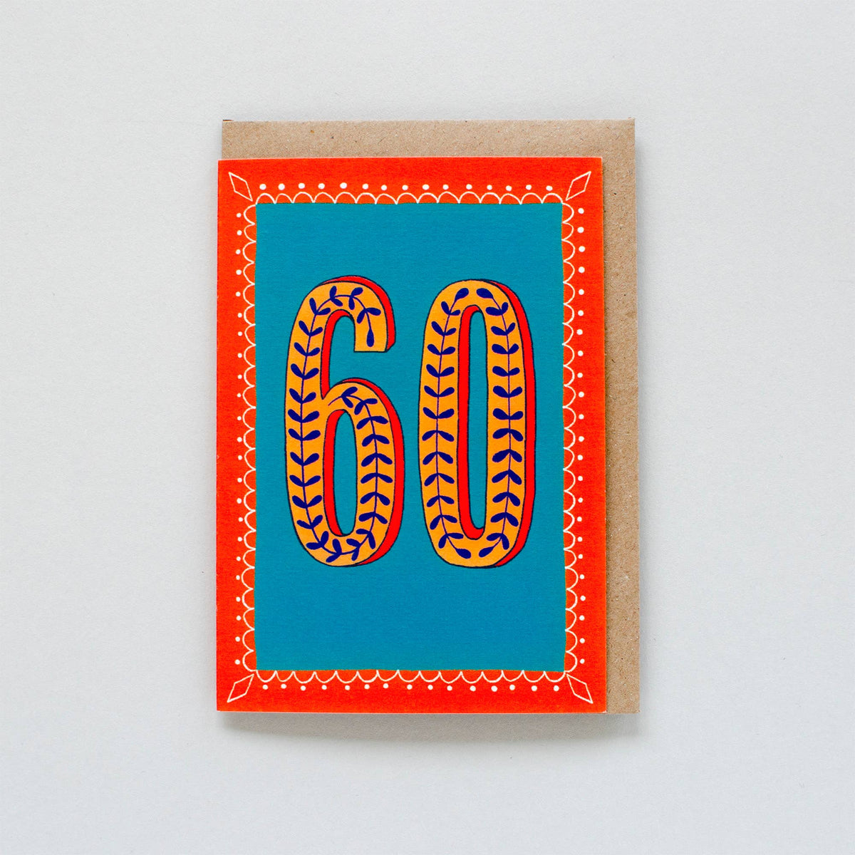 Greeting card with number 60 on a blue background