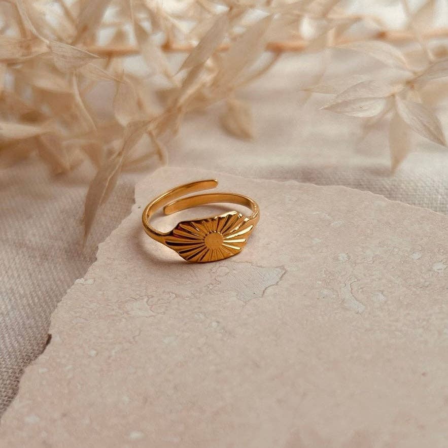 Adjustable gold plated ring