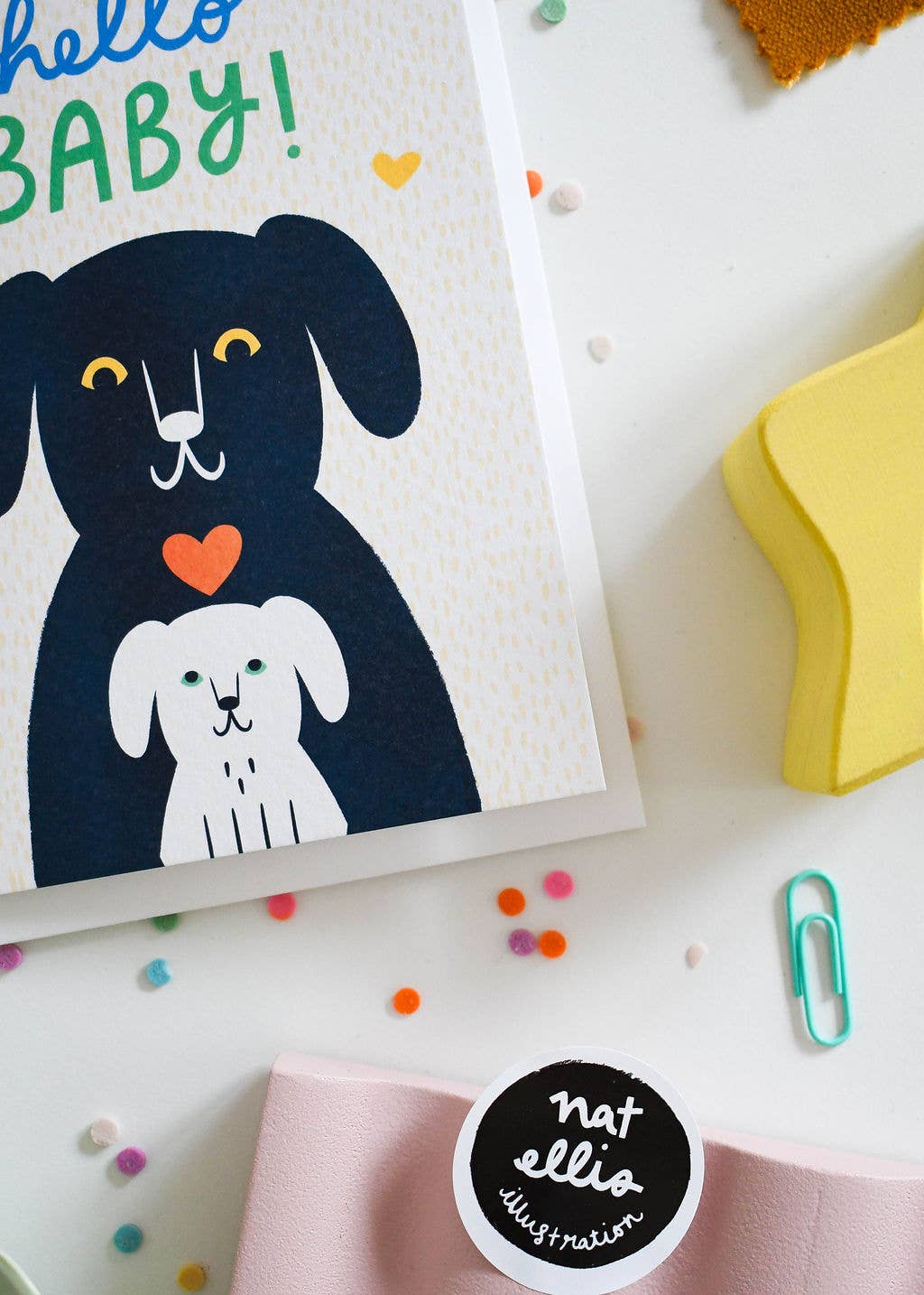 Hello Baby- New Baby Celebration Greeting Card (Dog)
