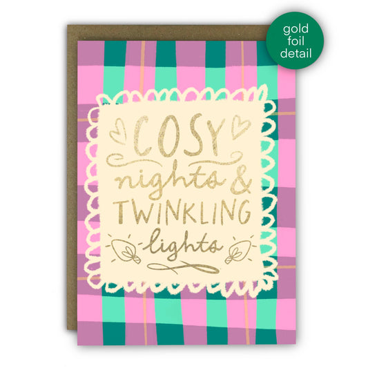 Funny Christmas Card “Cosy Nights and Twinkling Lights”