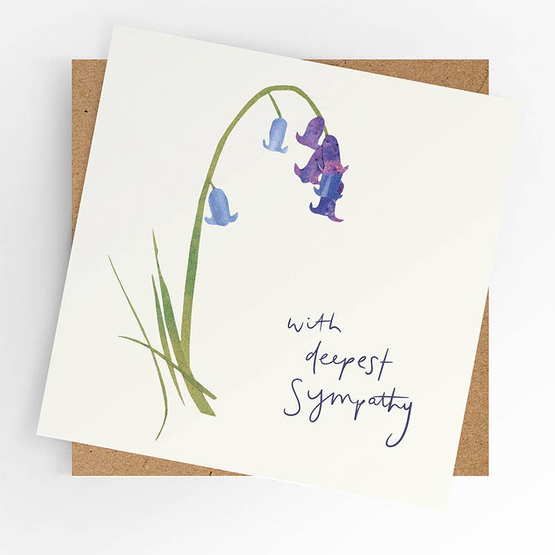 Sympathy card - with deepest sympathy - bluebell