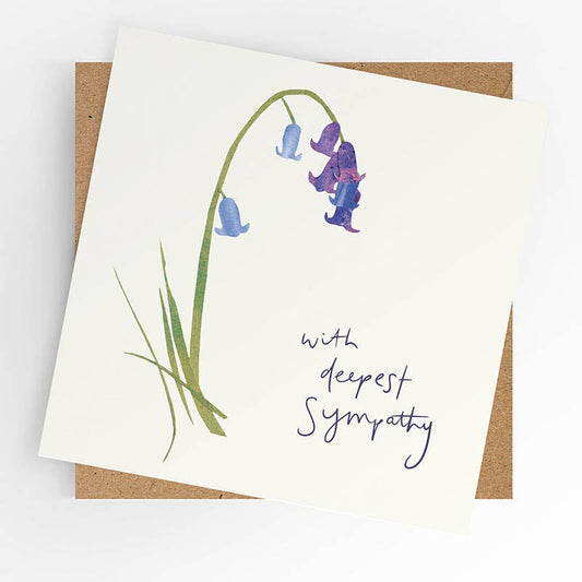 Sympathy card - with deepest sympathy - bluebell