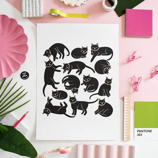 Cats, Cats, Cats- Limited Edition 2 Colour A3  Riso Print